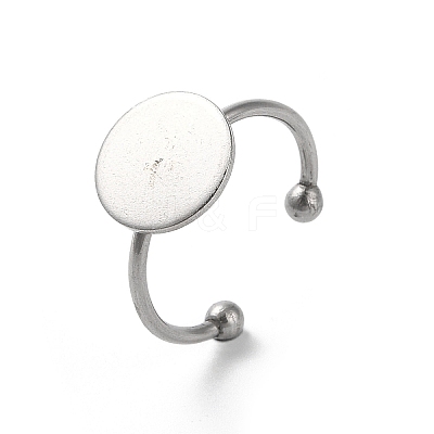 Non-Tarnish Adjustable 304 Stainless Steel Finger Rings Components STAS-K278-04D-P-1