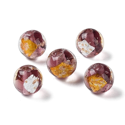 Handmade Gold & Silver Foil Lampwork Beads GLAA-G107-07B-01-1