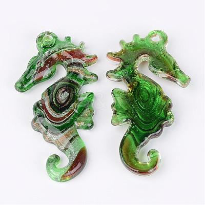 Handmade Silver Foil Lampwork Big Pendants FOIL-S119-B-1