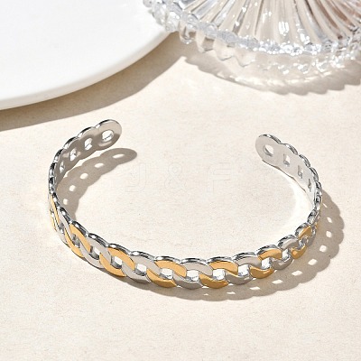 304 Stainless Steel Cuff Bangles BJEW-A160-03PG-1