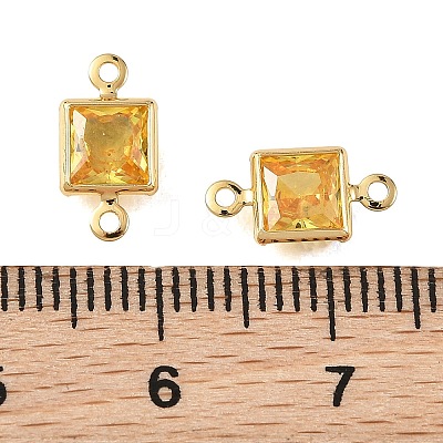 SHEGRACE Brass Pave Cubic Zirconia Square Connector Charms XGRQ2O088-440D-G-1