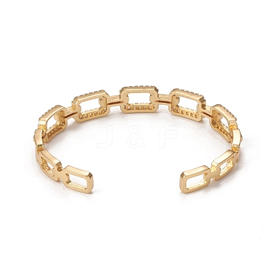 Rack Plating Brass Micro Pave Cubic Zirconia Cuff Bangles BJEW-E071-27G-1
