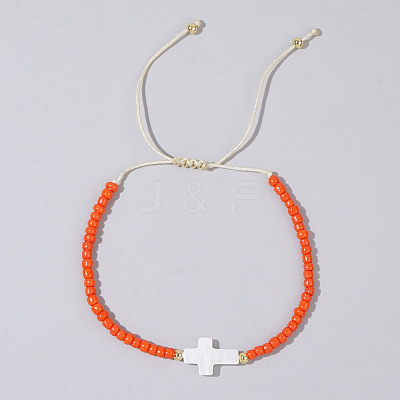 Glass Seed Beads & Brass Braided Beaded Bracelets TV0952-8-1