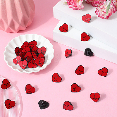 30Pcs Heart Enamel Pin JEWB-SC0001-55-1