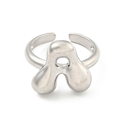 Brass Letter Open Cuff Rings for Women RJEW-G313-01A-P-1