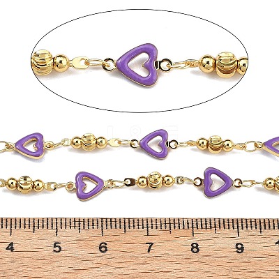 Brass Heart Link Chains KK-D368-03G-G-1