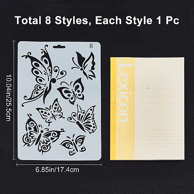 8Pcs 8 Style Plastic Drawing Painting Stencils Templates DIY-GF0004-82-1