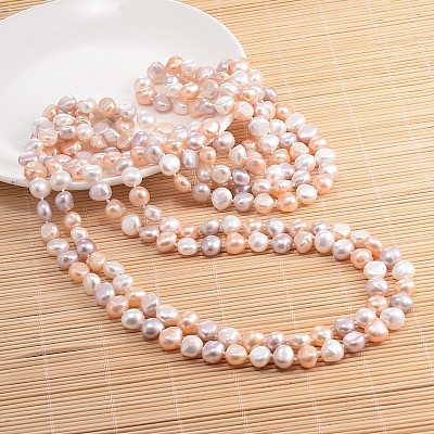Natural Pearl Nuggets Beaded Necklace NJEW-P126-A-01D-01-1