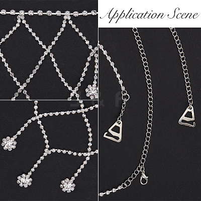 2Pcs Iron Rhinestone Sexy Shoulder Bra Body Chain FIND-GF0006-74A-1