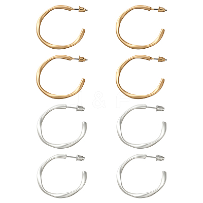 4 Pairs 2 Colors Iron Stud Earrings EJEW-HY0001-42-1