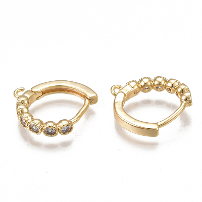 Brass Huggie Hoop Earring Findings X-KK-T038-488G-1