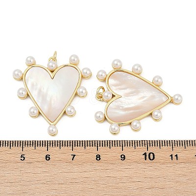 Brass Pave Natural Freshwater Shell Pendants KK-U058-25G-02-1