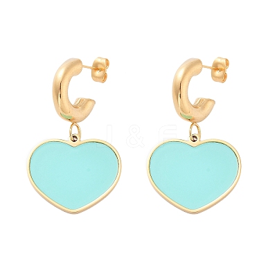 Ion Plating(IP) 304 Stainless Steel Heart Stud Earrings EJEW-A114-11G-01-1