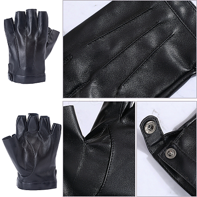 PU Leather Shalf-finger Gloves AJEW-CL0003-32-1