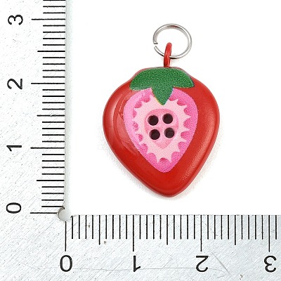 Button 304 Stainless Steel Enamel Pendants SA-CBAE390-01C-1