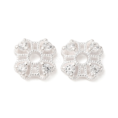 925 Sterling Silver Clear Cubic Zirconia Bead Caps STER-A047-07A-S-1