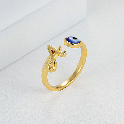 Golden Brass Letter A Open Cuff Rings NE2200-1-1