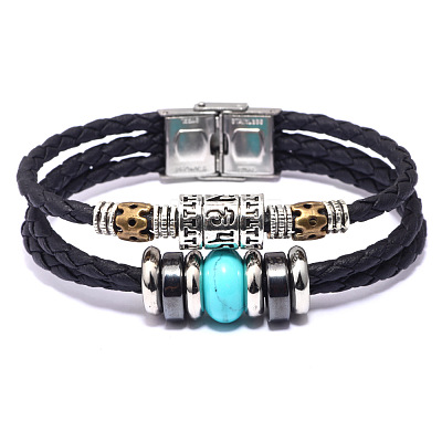 Leather Multi-strand Bracelets BJEW-F352-09P-04-1