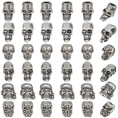 30Pcs 6 Styles Tibetan Style Alloy European Beads MPDL-PH0001-18AS-1