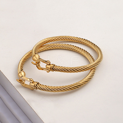 Twisted 304 Stainless Steel Bangles for Women BJEW-P352-01G-1