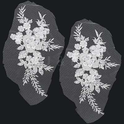 Flower Gauze & Sequin Embroidery Ornament Accessories DIY-WH20081-002A-1