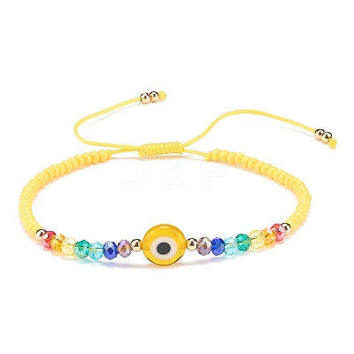 Lampwork Evil Eye & Glass Beaded Bracelet BJEW-JB08367-02-1