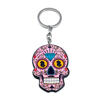 Plastic Pendant Keychain SKUL-PW0002-060C-1
