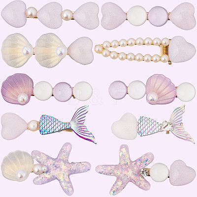 2 Bags 2 Styles Resin & Alloy Alligator Hair Clips AJEW-CY0001-39C-1