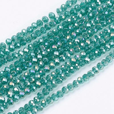 Electroplate Glass Beads Strands X-GLAA-F076-FR04-1