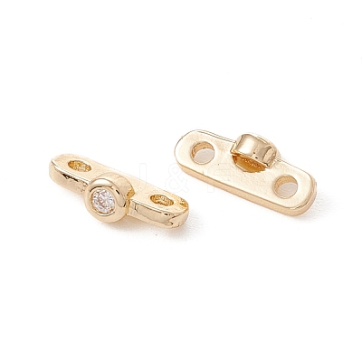 Rack Plating Brass Pave Clear Cubic Zirconia Connector Charms KK-G433-04LG-1