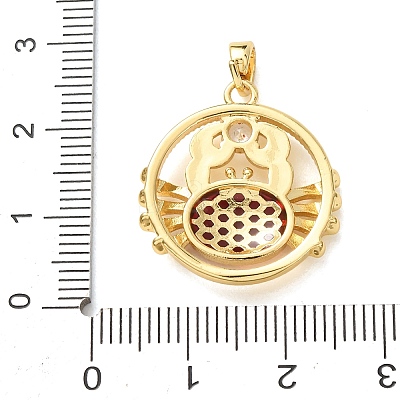 Brass Micro Pave Clear Cubic Zirconia Pendants KK-C264-11B-G-1