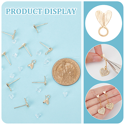 6 Pairs Brass Stud Earring Finding KK-BC0011-90-1