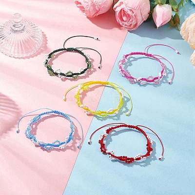 Glass Seed Beads Braided Beaded Bracelets for Women BJEW-MZ00215-1