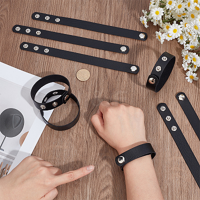18Pcs PU Leather Snap Bracelets for Women Men BJEW-CY0001-13B-1