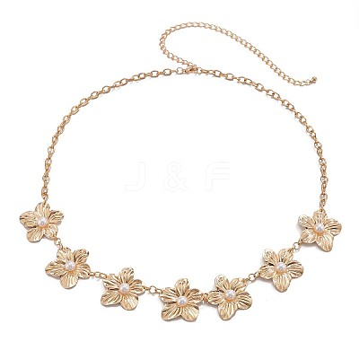 Bohemian Alloy with Plastic Pearl Flower Link Chain Waist Belly Chains for Women FS-WG0005B-01-1