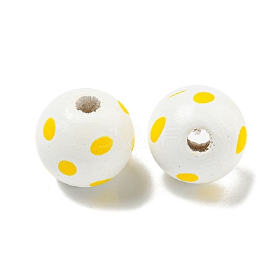Printed Wood European Beads WOOD-G022-18B-1