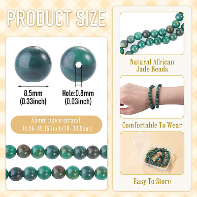 1Strand Natural African Jade Beads Strands G-TA0003-50B-1