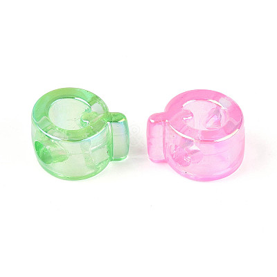 UV Plating Transparent Acrylic European Beads OACR-M027-02Q-1