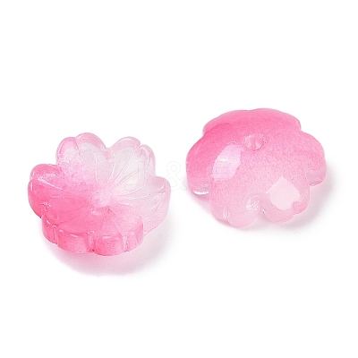 Transparent Spray Paint Glass Bead Caps GLAA-H035-04H-1