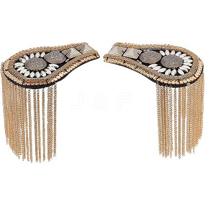 2Pcs Fashion Iron Chain Tassel Epaulettes AJEW-FH0003-80-1