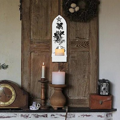 Boho Style Wall Mounted Wood Candle Holder Stand AJEW-WH0378-004-1