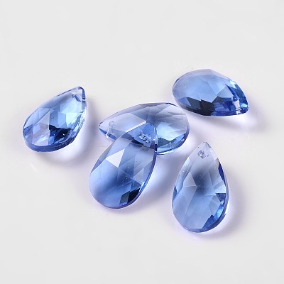 Faceted Teardrop Glass Pendants GLAA-O008-A01-1