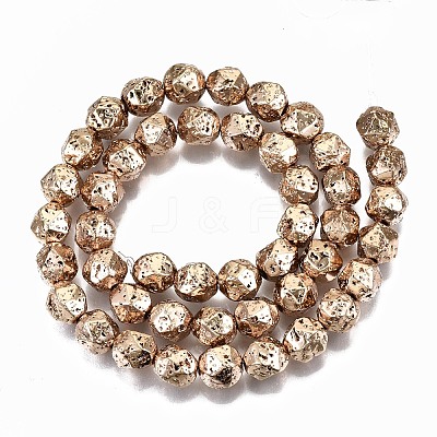 Electroplated Natural Lava Rock Bead Strands G-T131-39LG-1