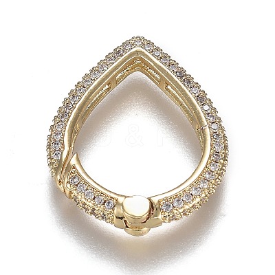 Brass Micro Pave Clear Cubic Zirconia Spring Gate Rings ZIRC-F120-009G-1