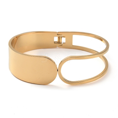 Hollow Out 304 Stainless Steel Wide Cuff Bangles BJEW-G689-01G-1