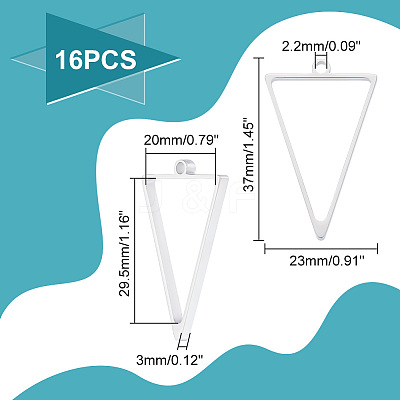 16Pcs 304 Stainless Steel Open Back Bezel Triangle Pendants STAS-UN0057-57-1