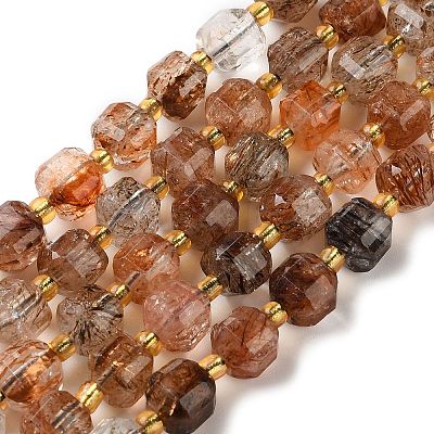 Natural Black Gold Rutilated Quartz Beads Strands GG-CBABD99-03A-1