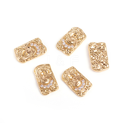 Brass Micro Pave Clear Cubic Zirconia Pendants KK-I666-03G-1