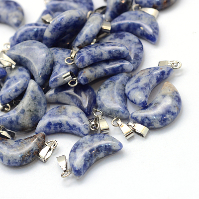 Moon Natural Blue Spot Jasper Pendants X-G-Q369-14-1
