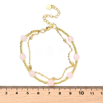 Natural Rose Quartz Bracelets BJEW-D330-01G-02-1